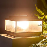 Modern Square Bronze Solar Fence Post Lights Waterproof Outdoor Garden Deck Cap Lighting with Remote