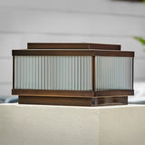 Modern Square Bronze Solar Fence Post Lights Waterproof Outdoor Garden Deck Cap Lighting with Remote
