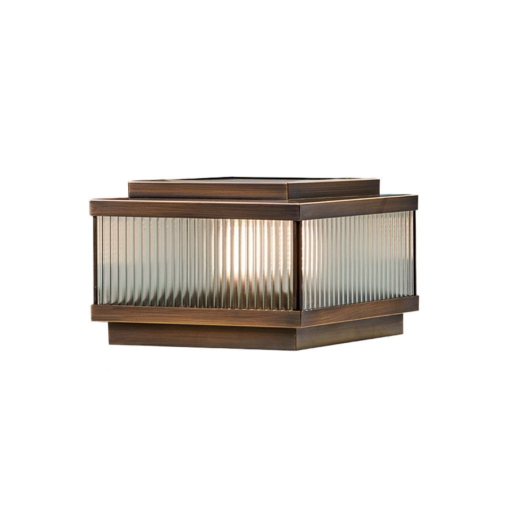 Modern Square Bronze Solar Fence Post Lights Waterproof Outdoor Garden Deck Cap Lighting with Remote