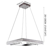 Modern Square Crystal LED Chandelier Electroplated Metal Pendant Light Fixture for Living Room