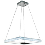 Modern Square Crystal LED Chandelier Electroplated Metal Pendant Light Fixture for Living Room