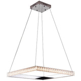 Modern Square Crystal LED Chandelier Electroplated Metal Pendant Light Fixture for Living Room