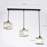 Modern Square Crystal Pendant Light Geometric Metal Ceiling Hanging Lamp for Hallway