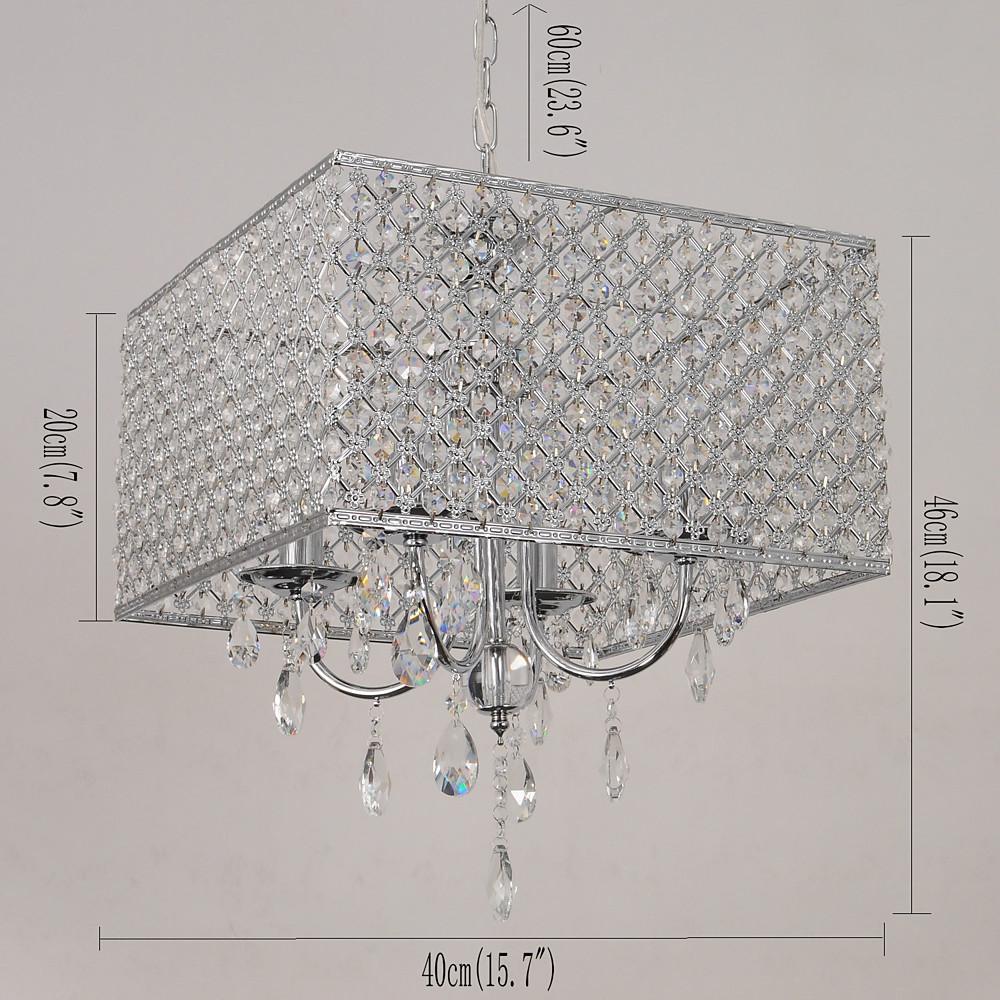 Modern Square Electroplated Metal and Glass LED Chandelier Nordic Style Pendant Ceiling Lighting