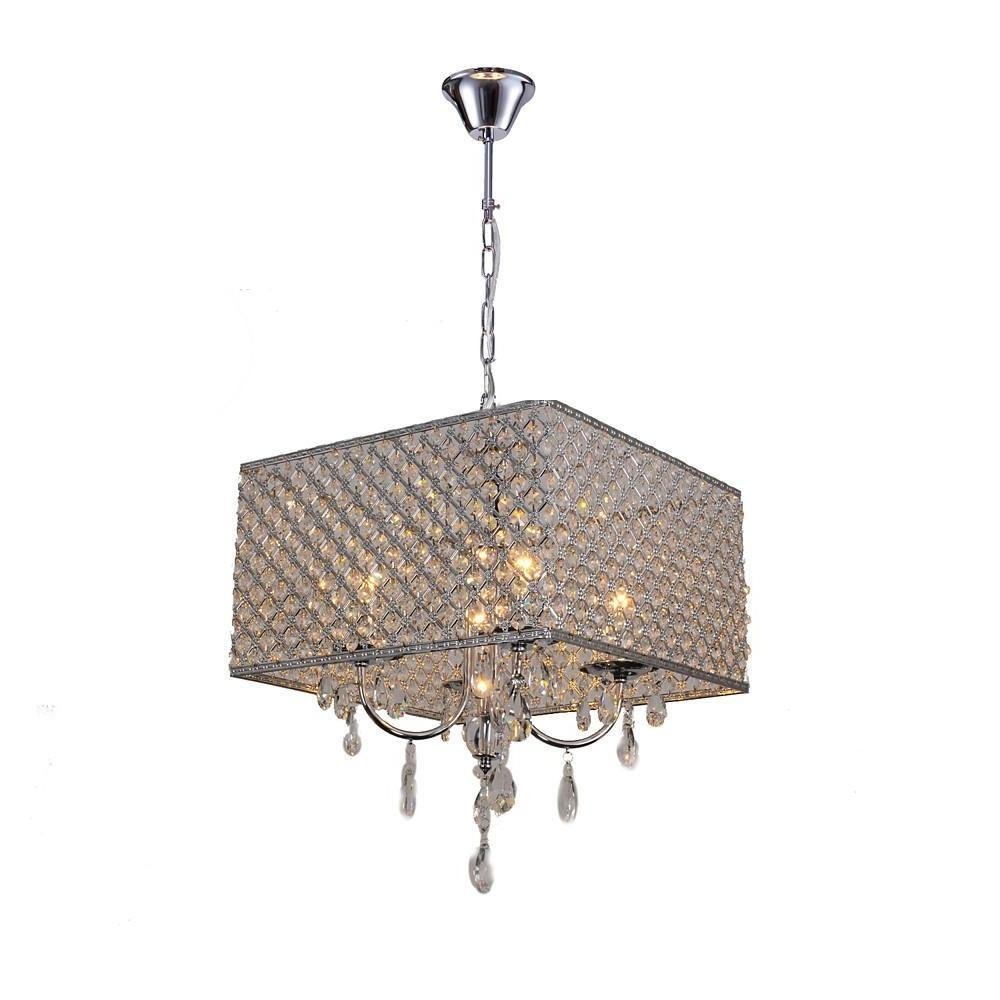 Modern Square Electroplated Metal and Glass LED Chandelier Nordic Style Pendant Ceiling Lighting