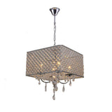 Modern Square Electroplated Metal and Glass LED Chandelier Nordic Style Pendant Ceiling Lighting