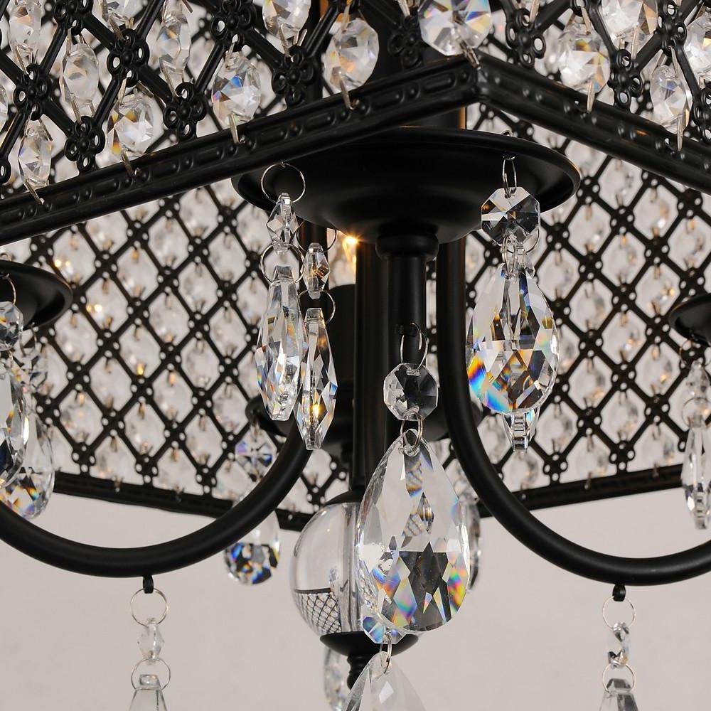 Modern Square Electroplated Metal and Glass LED Chandelier Nordic Style Pendant Ceiling Lighting
