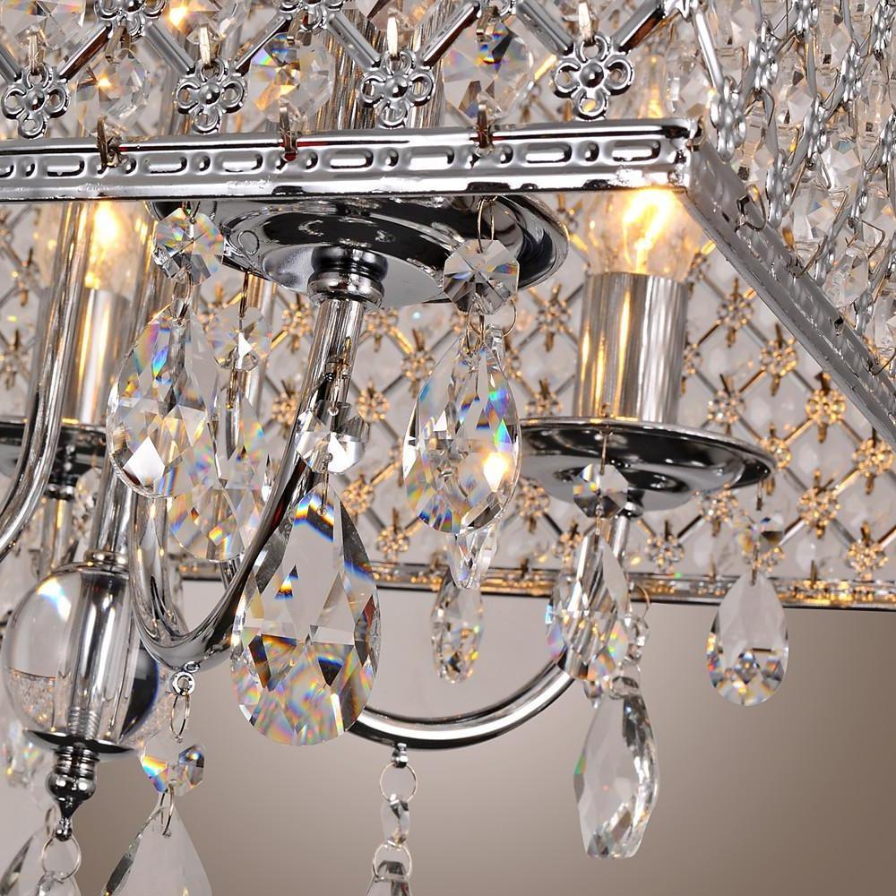 Modern Square Electroplated Metal and Glass LED Chandelier Nordic Style Pendant Ceiling Lighting