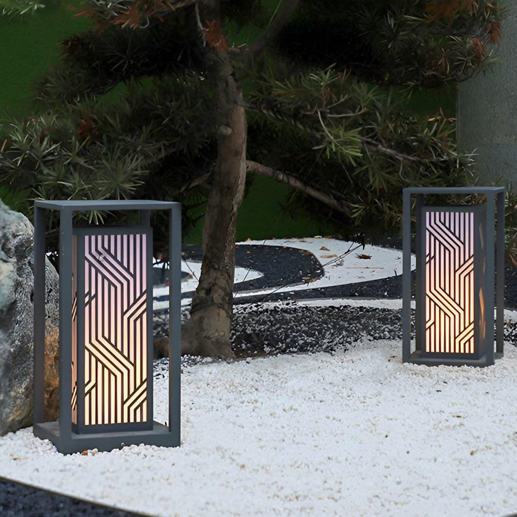 Modern Square Gray Waterproof LED Outdoor Post Light for Path and Courtyard Lighting