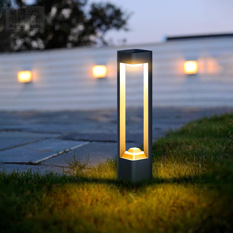 Modern Square Hollow Aluminum Solar Outdoor Garden Pathway Lights Waterproof LED Landscape Lighting