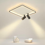 Modern Square Industrial Flush Mount LED Ceiling Light with Dual Spotlights