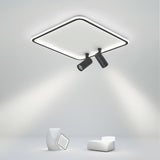 Modern Square Industrial Flush Mount LED Ceiling Light with Dual Spotlights
