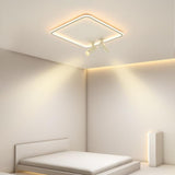 Modern Square Industrial Flush Mount LED Ceiling Light with Dual Spotlights