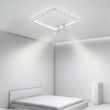 Modern Square Industrial Flush Mount LED Ceiling Light with Dual Spotlights
