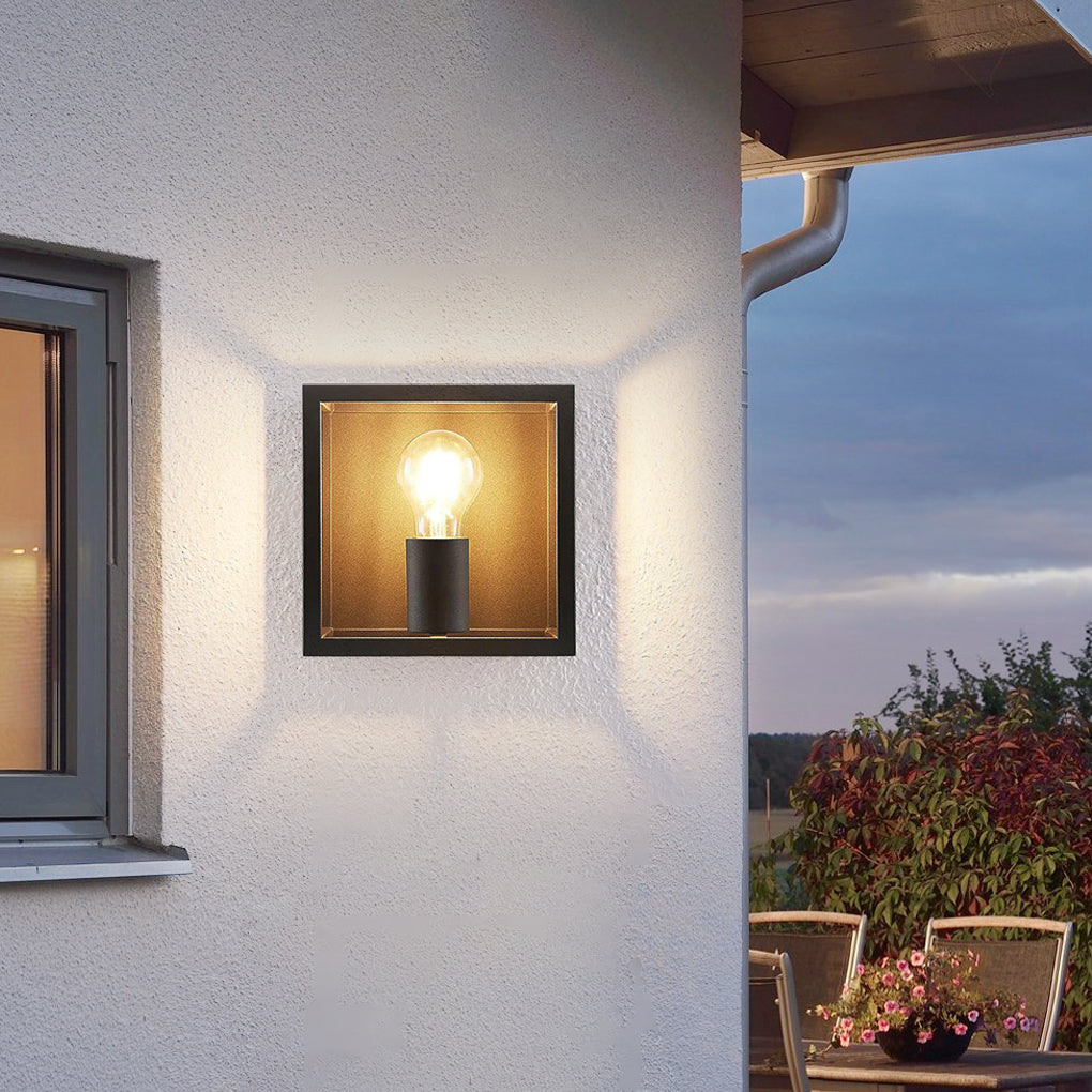 Modern Square Iron Frame Wall Sconce Lighting for Hallway and Bedroom Decor