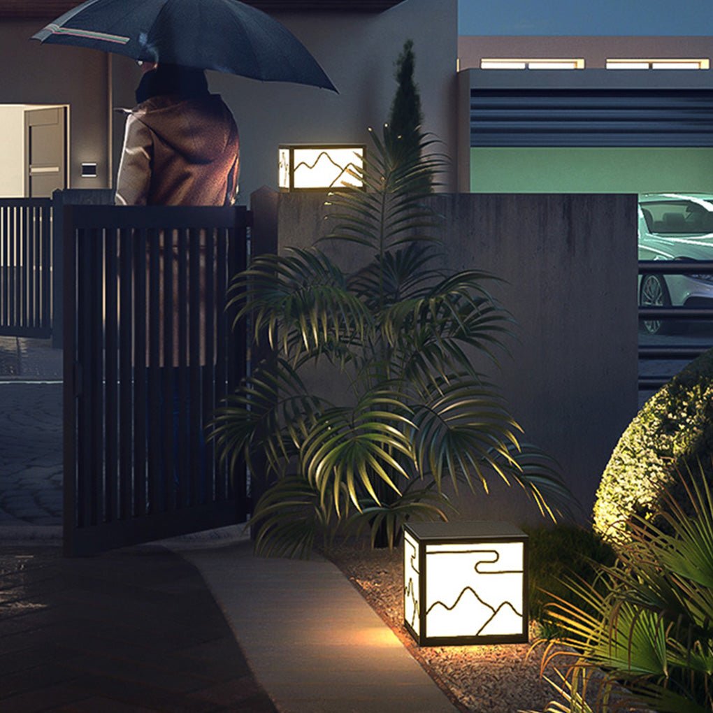 Modern Square Landscape Pillar Light Waterproof LED Outdoor Garden Lawn Lamp
