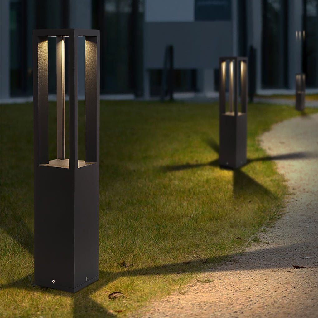 Modern Square LED Landscape Post Light for Villa Garden and Pathway Illumination