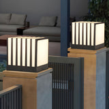 Modern Square LED Outdoor Pillar Post Light Waterproof Black Exterior Column Lantern for Garden Fence Deck