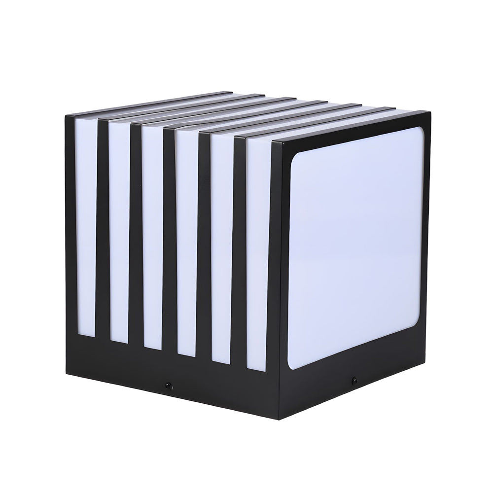 Modern Square LED Outdoor Pillar Post Light Waterproof Black Exterior Column Lantern for Garden Fence Deck