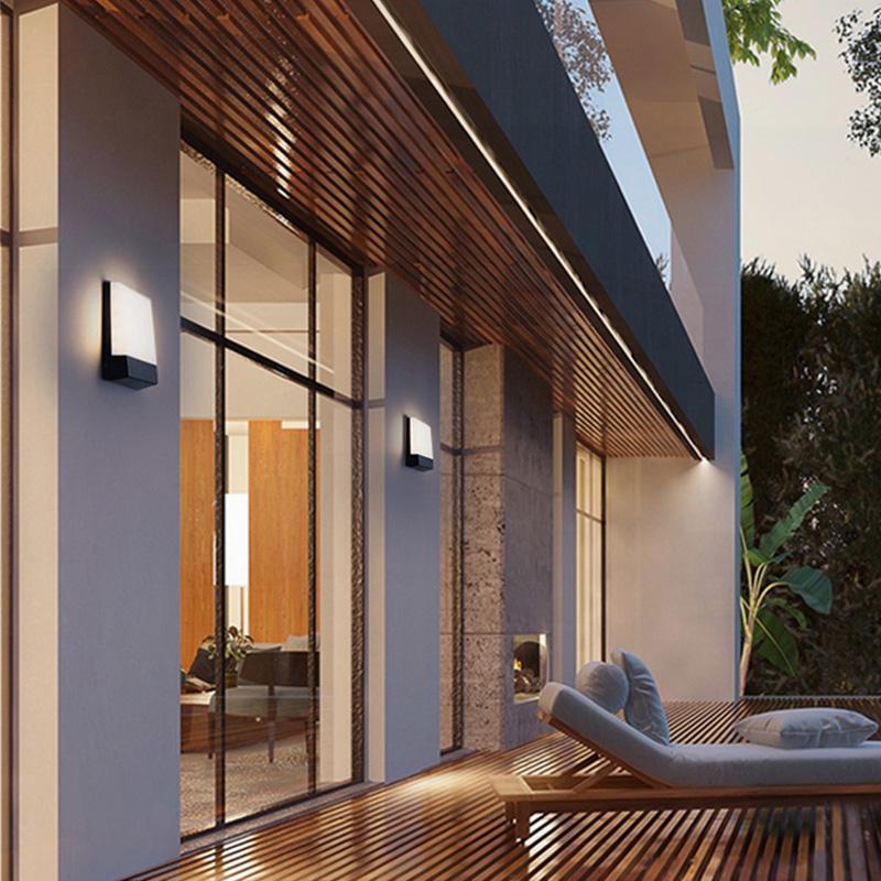 Modern Square LED Outdoor Wall Sconce Waterproof Exterior Porch Light for Garden Entrance