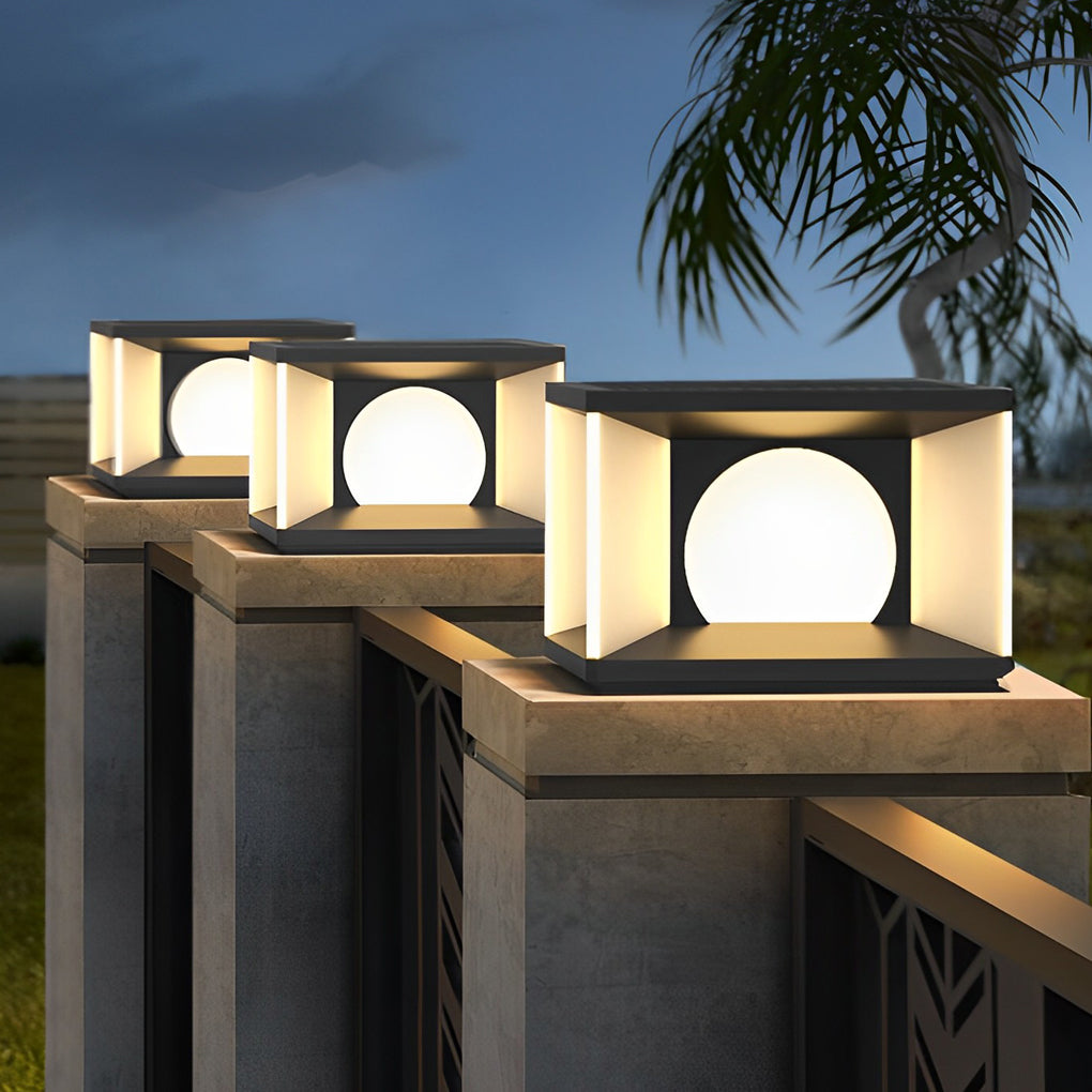 Modern Square LED Solar Post Cap Lights Outdoor IP65 Waterproof Deck and Fence Pillar Lanterns
