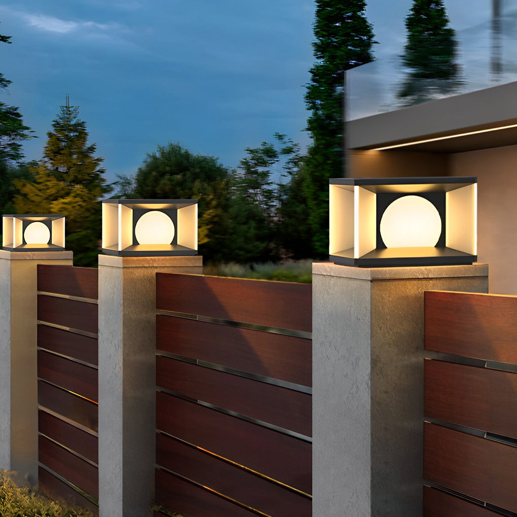Modern Square LED Solar Post Cap Lights Outdoor IP65 Waterproof Deck and Fence Pillar Lanterns