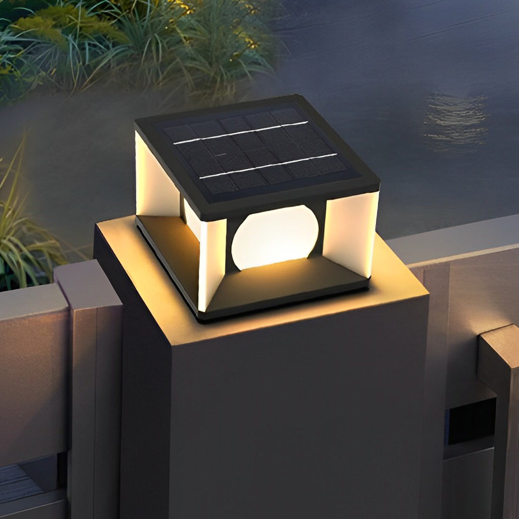 Modern Square LED Solar Post Cap Lights Outdoor IP65 Waterproof Deck and Fence Pillar Lanterns