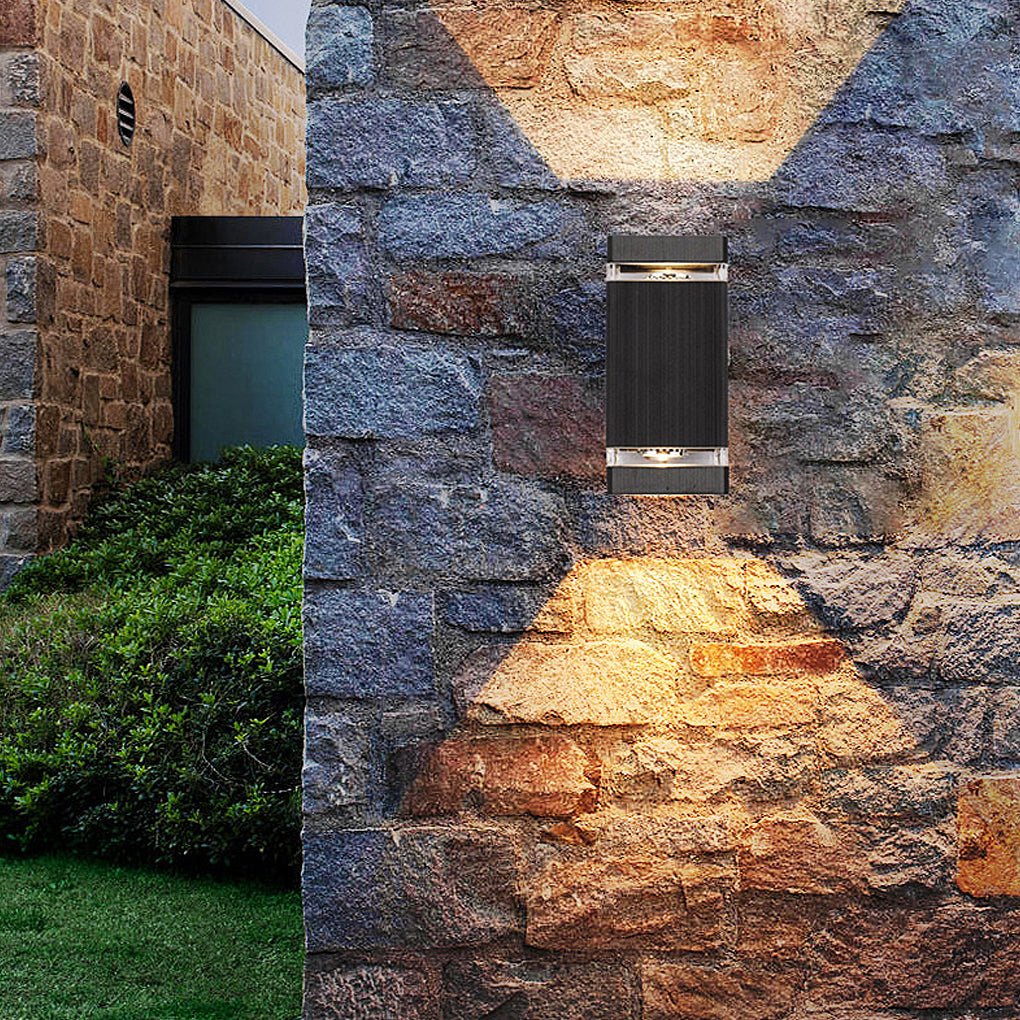 Modern Square LED Up and Down Outdoor Wall Sconce Waterproof Aluminum Porch Light Black