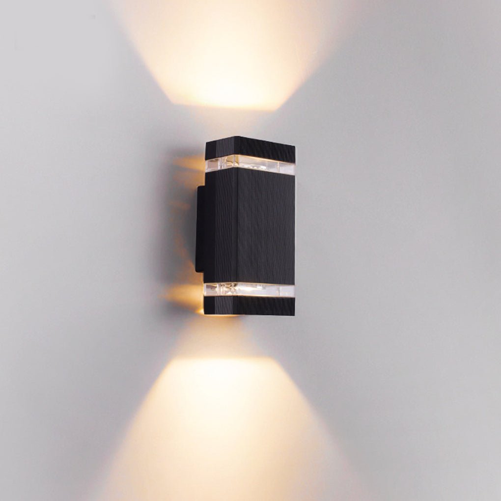Modern Square LED Up and Down Outdoor Wall Sconce Waterproof Aluminum Porch Light Black