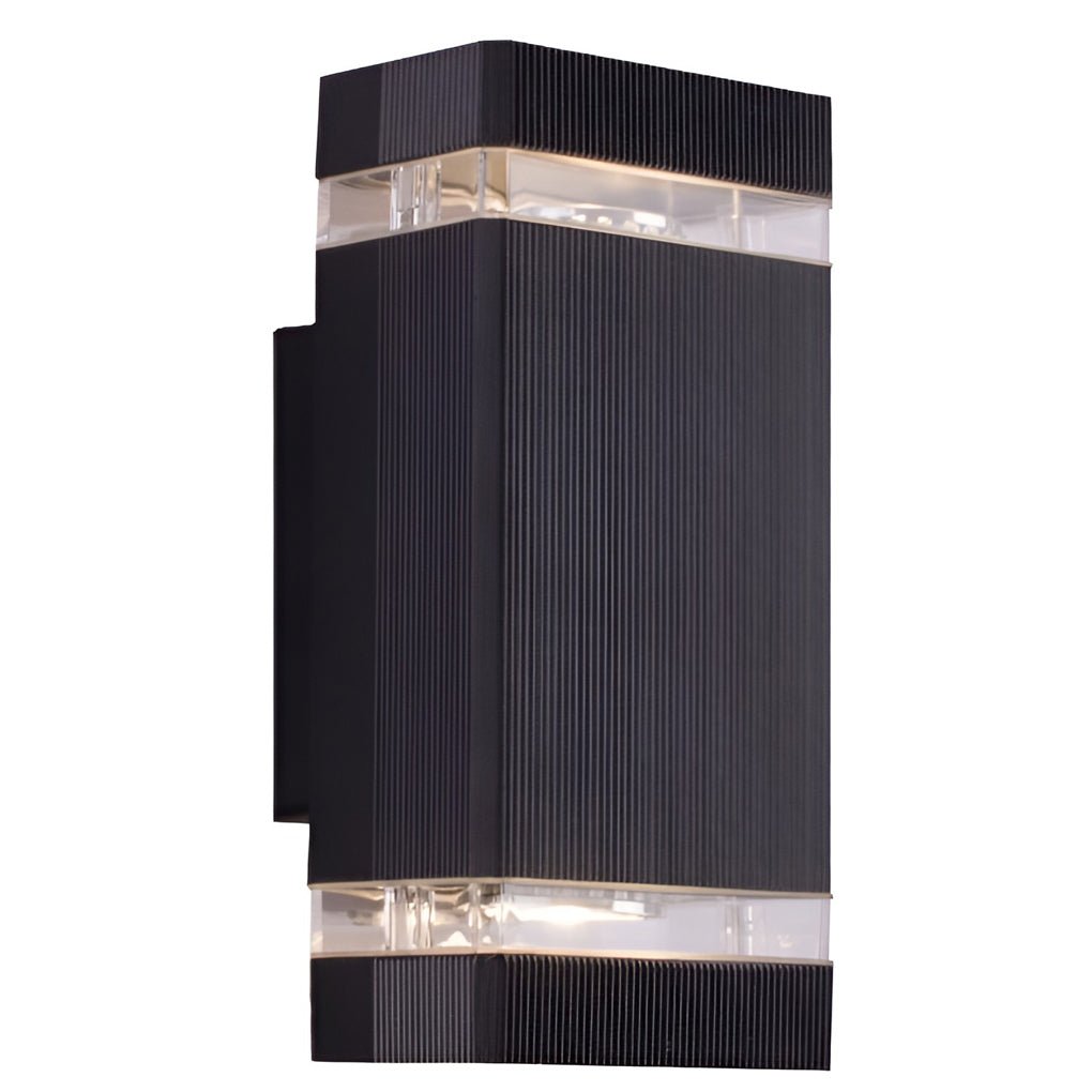 Modern Square LED Up and Down Outdoor Wall Sconce Waterproof Aluminum Porch Light Black