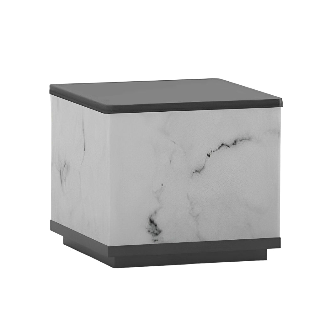 Modern Square Marbled LED Solar Powered Fence Post Light Waterproof Outdoor Pillar Lantern
