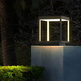 Modern Square Open Frame Outdoor LED Solar Post Light for Garden and Pathway
