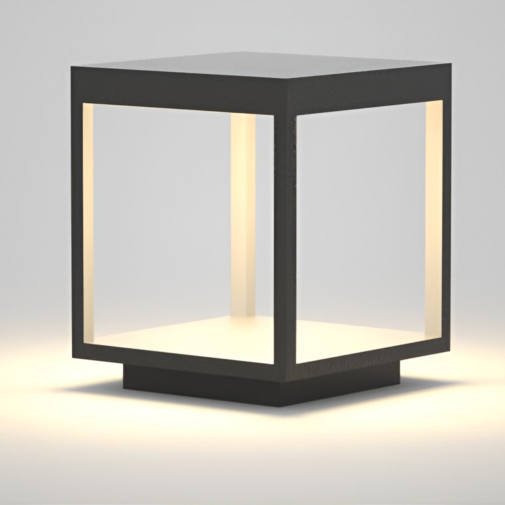 Modern Square Open Frame Outdoor LED Solar Post Light for Garden and Pathway