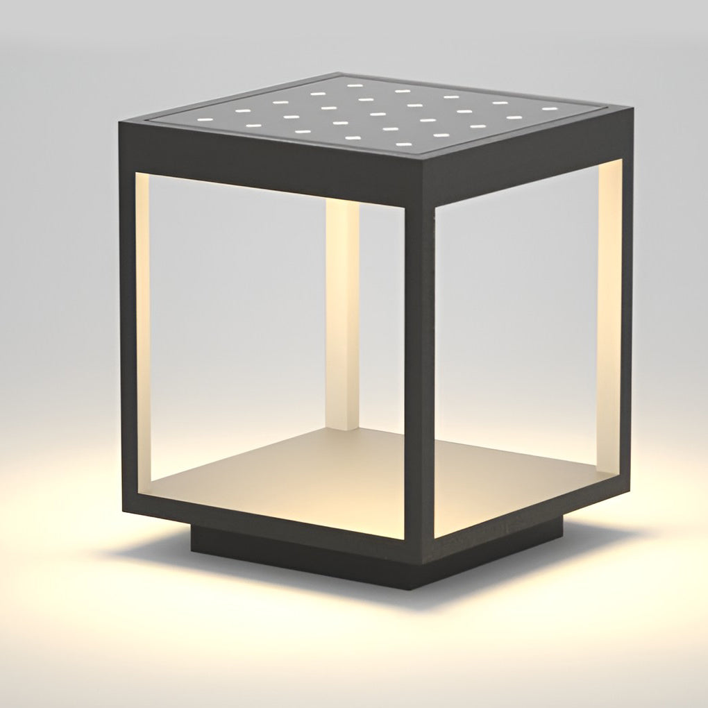 Modern Square Open Frame Outdoor LED Solar Post Light for Garden and Pathway