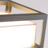 Modern Square Outdoor LED Pier Mount Post Light with Dual Layer Shade for Courtyards
