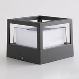 Modern Square Outdoor LED Pier Mount Post Light with Dual Layer Shade for Courtyards