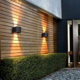 Modern Square Outdoor Wall Sconce Adjustable Beam Angle Waterproof Exterior Up and Down LED Lighting