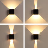 Modern Square Outdoor Wall Sconce Adjustable Beam Angle Waterproof Exterior Up and Down LED Lighting