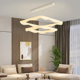 Modern Square Ring LED Chandelier Cream Style Three Step Dimming White Pendant Light