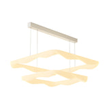 Modern Square Ring LED Chandelier Cream Style Three Step Dimming White Pendant Light