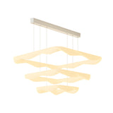 Modern Square Ring LED Chandelier Cream Style Three Step Dimming White Pendant Light