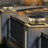 Modern Square Solar Fence Post Light Waterproof Black LED Outdoor Column Cap Lamp for Garden