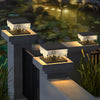 Modern Square Solar Fence Post Light Waterproof Black LED Outdoor Column Cap Lamp for Garden
