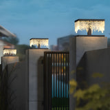Modern Square Solar Fence Post Light Waterproof Black LED Outdoor Column Cap Lamp for Garden