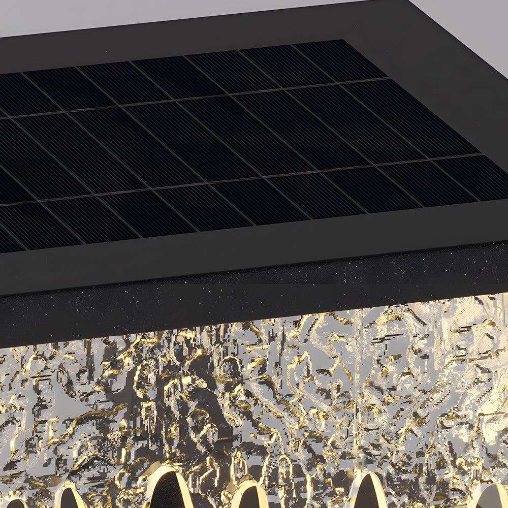 Modern Square Solar Fence Post Light Waterproof Black LED Outdoor Column Cap Lamp for Garden