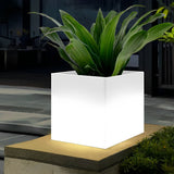 Modern Square Solar LED Flower Pot Light Waterproof Outdoor Garden Decorative Planter