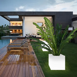 Modern Square Solar LED Flower Pot Light Waterproof Outdoor Garden Decorative Planter