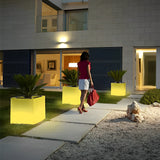 Modern Square Solar LED Flower Pot Light Waterproof Outdoor Garden Decorative Planter