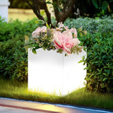 Modern Square Solar LED Flower Pot Light Waterproof Outdoor Garden Decorative Planter