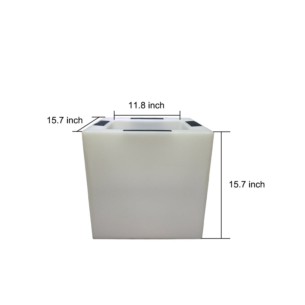 Modern Square Solar LED Flower Pot Light Waterproof Outdoor Garden Decorative Planter
